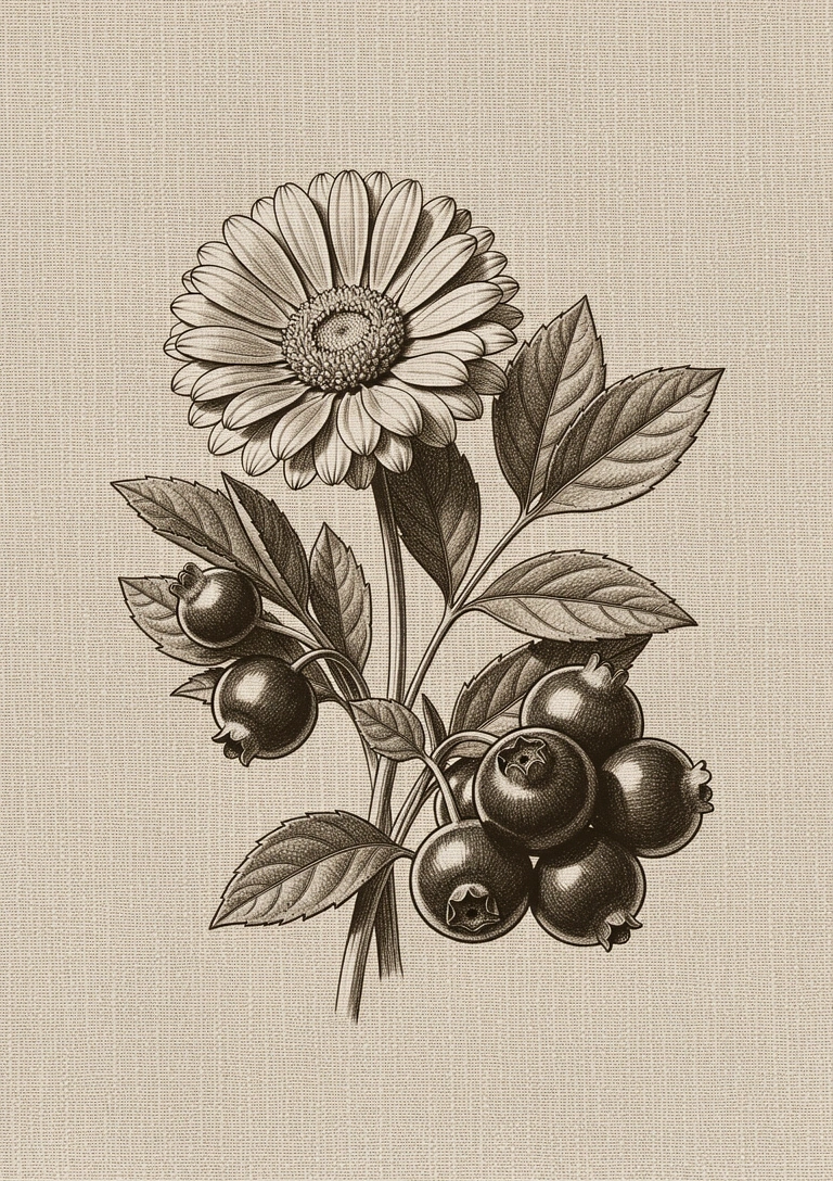 Botanical sketches of eye-supporting flora